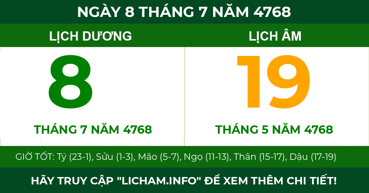lịch âm ngày 8 tháng 7 năm 4768