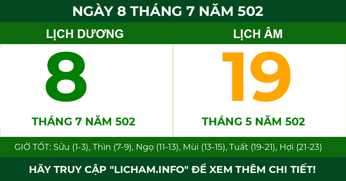 lịch âm ngày 8 tháng 7 năm 502
