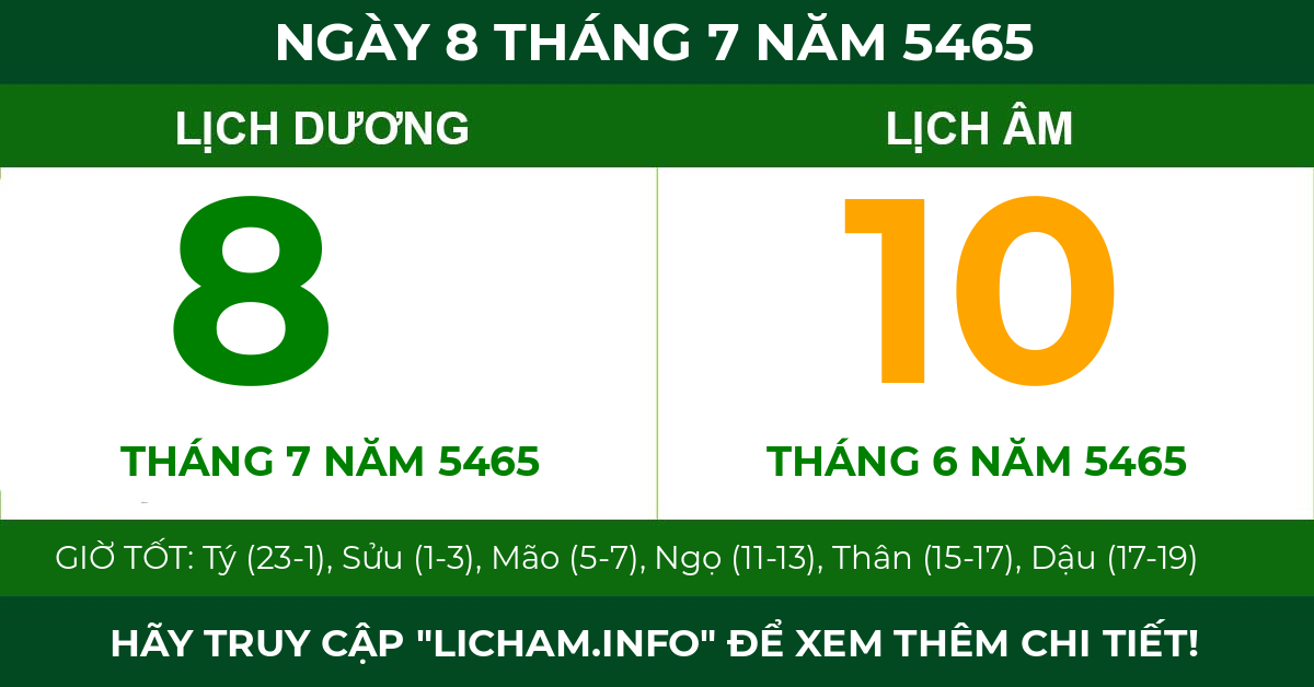 lịch âm ngày 8 tháng 7 năm 5465