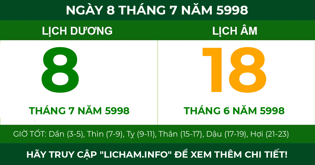 lịch âm ngày 8 tháng 7 năm 5998