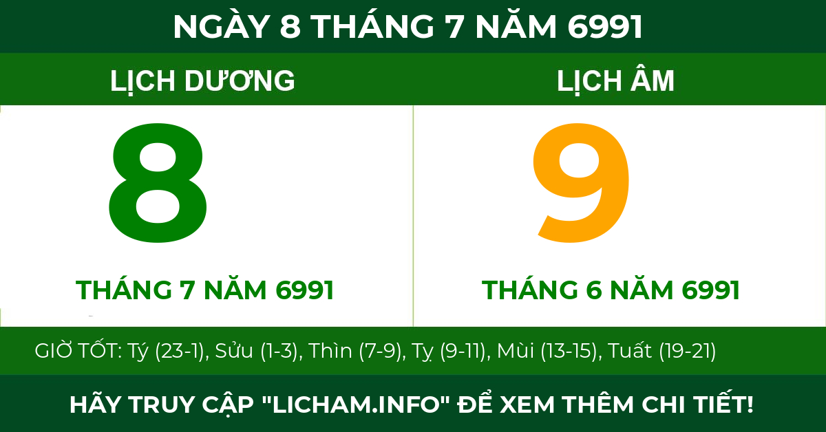 lịch âm ngày 8 tháng 7 năm 6991