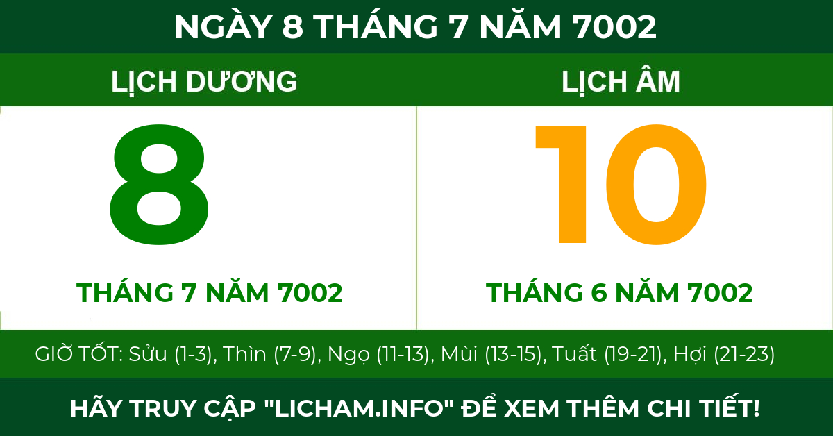 lịch âm ngày 8 tháng 7 năm 7002