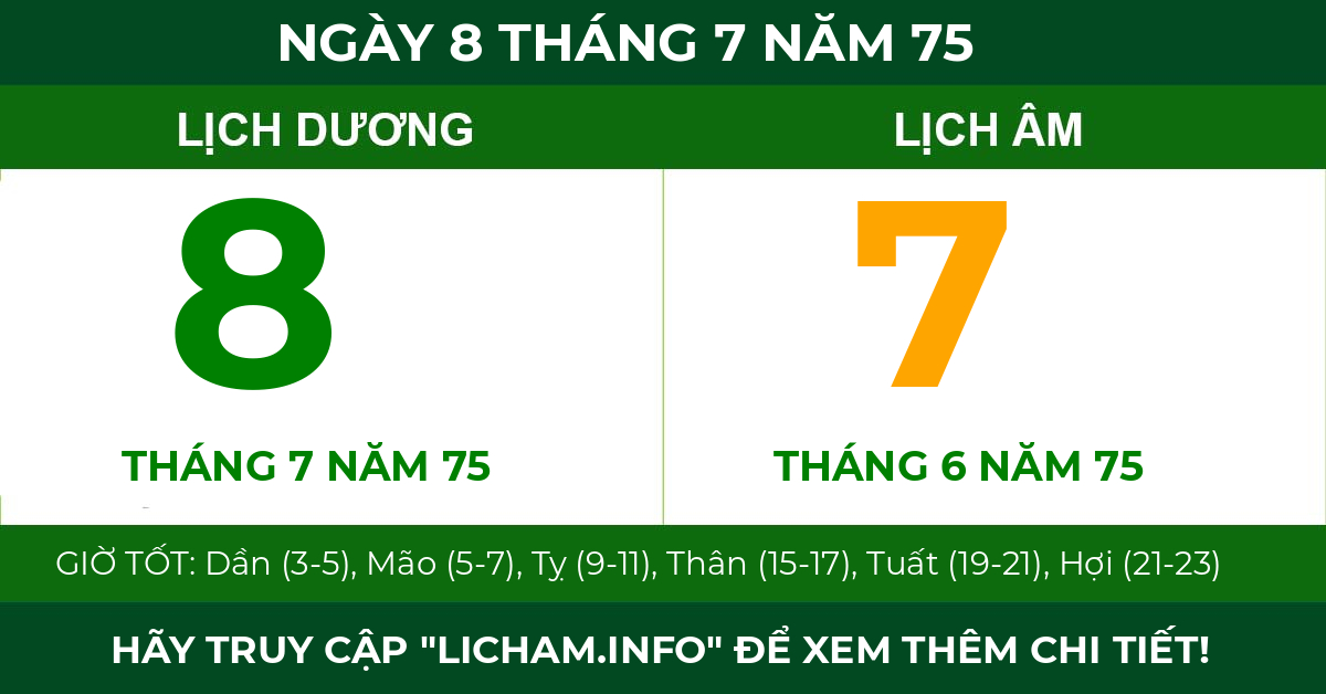 lịch âm ngày 8 tháng 7 năm 75