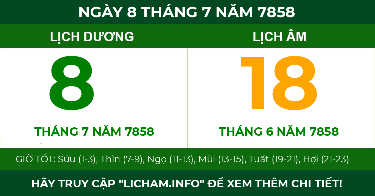 lịch âm ngày 8 tháng 7 năm 7858