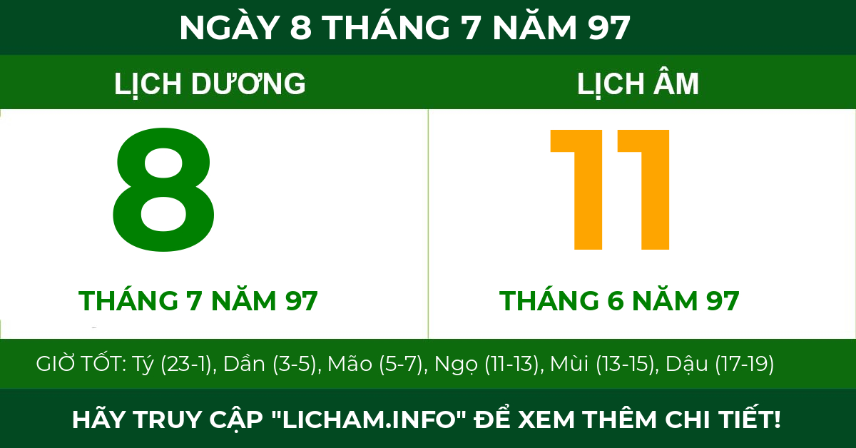 lịch âm ngày 8 tháng 7 năm 97