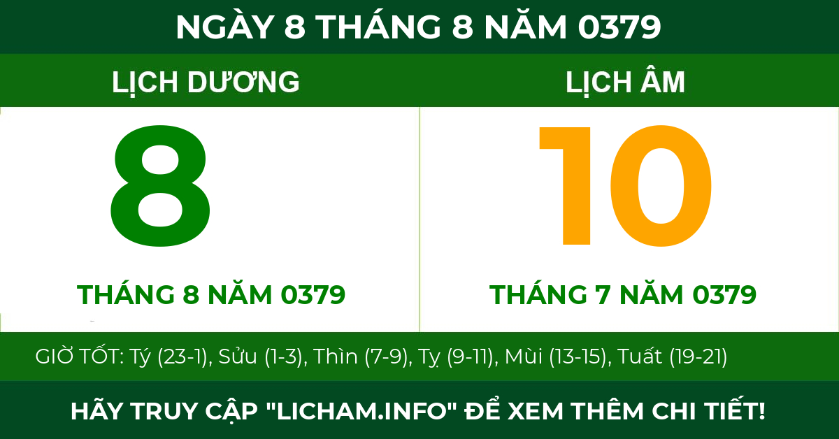 lịch âm ngày 8 tháng 8 năm 0379