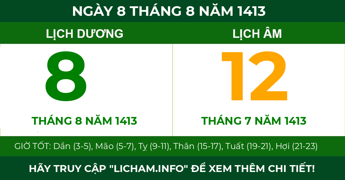 lịch âm ngày 8 tháng 8 năm 1413