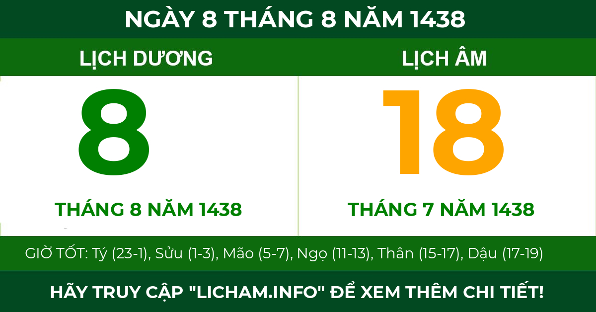 lịch âm ngày 8 tháng 8 năm 1438
