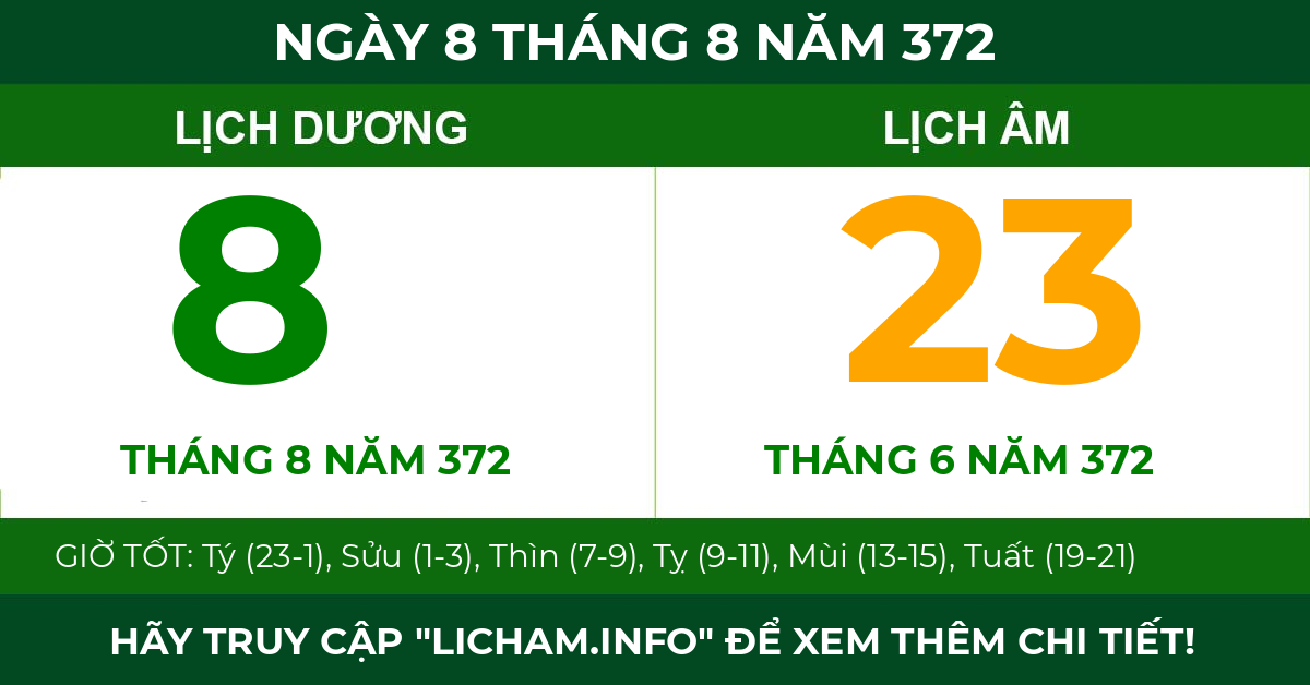 lịch âm ngày 8 tháng 8 năm 372