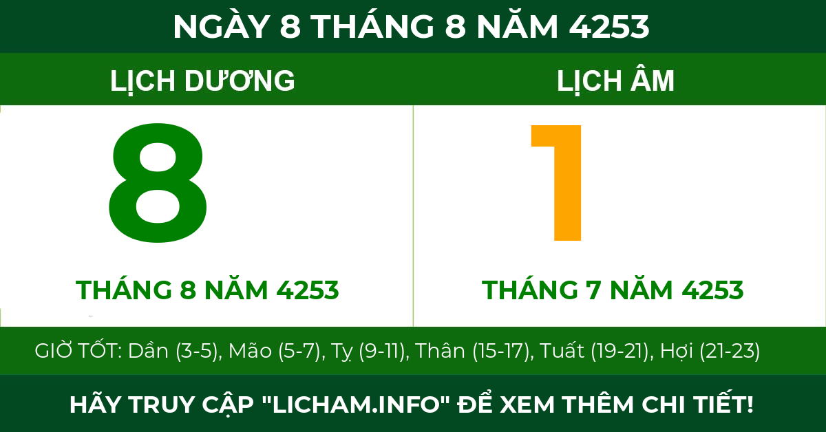 lịch âm ngày 8 tháng 8 năm 4253