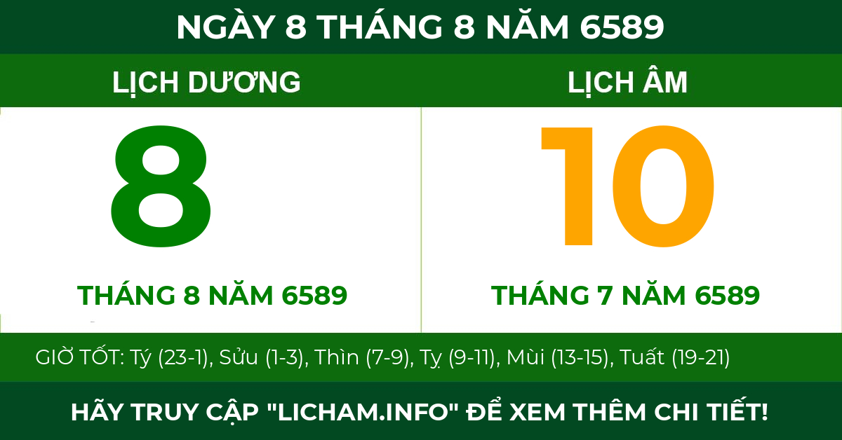 lịch âm ngày 8 tháng 8 năm 6589