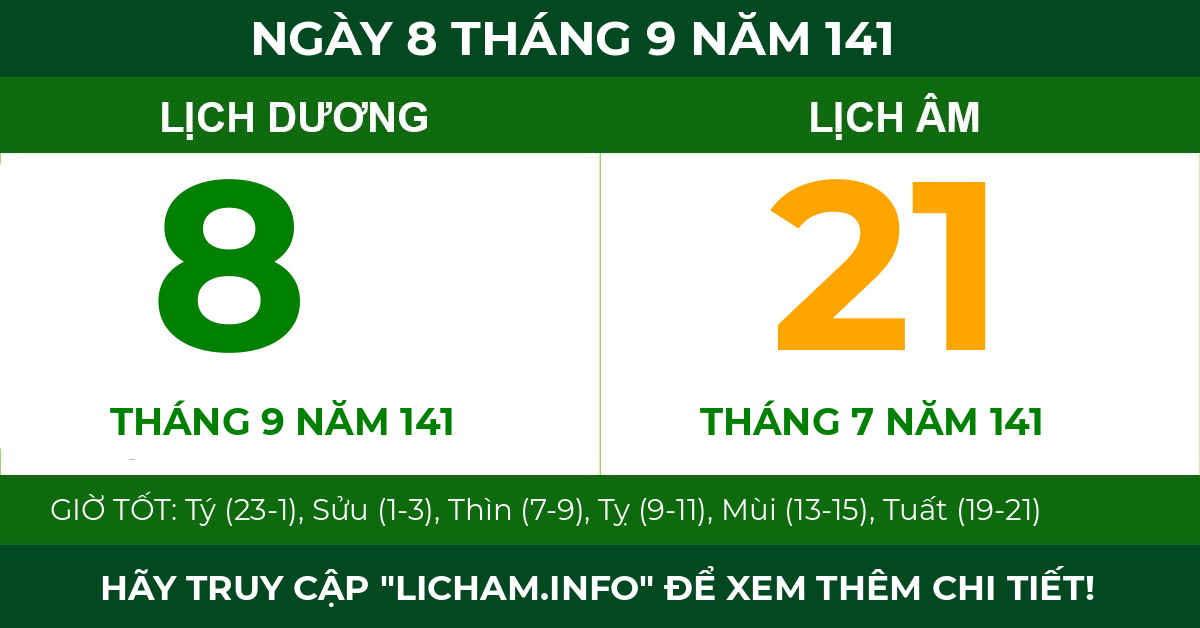 lịch âm ngày 8 tháng 9 năm 141