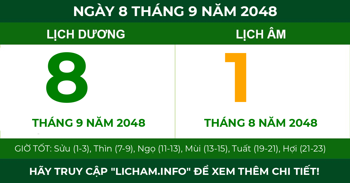 lịch âm ngày 8 tháng 9 năm 2048