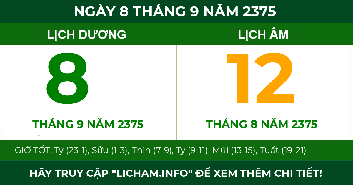 lịch âm ngày 8 tháng 9 năm 2375