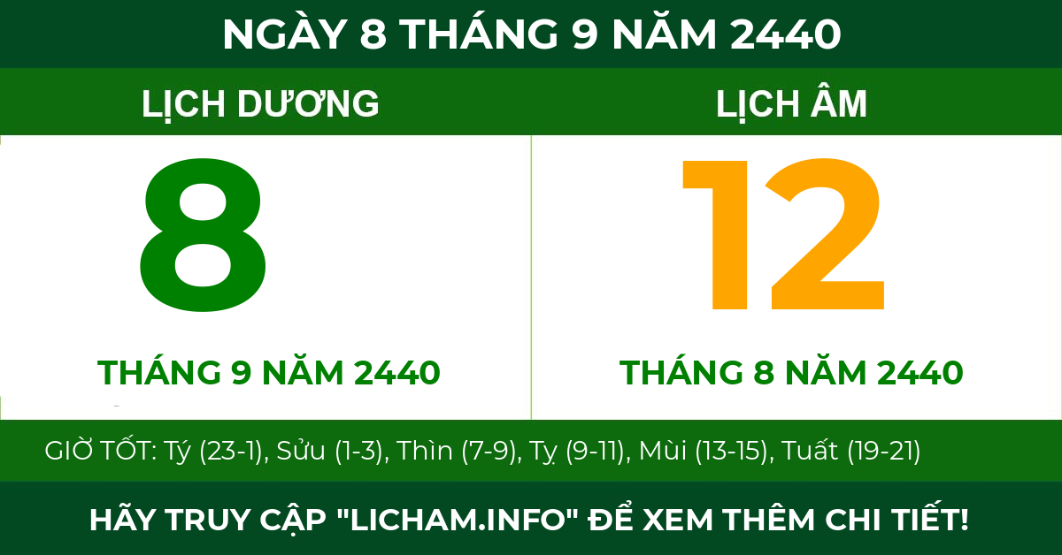 lịch âm ngày 8 tháng 9 năm 2440