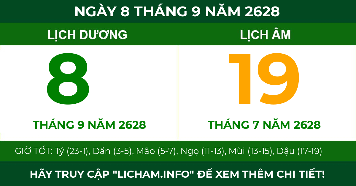 lịch âm ngày 8 tháng 9 năm 2628