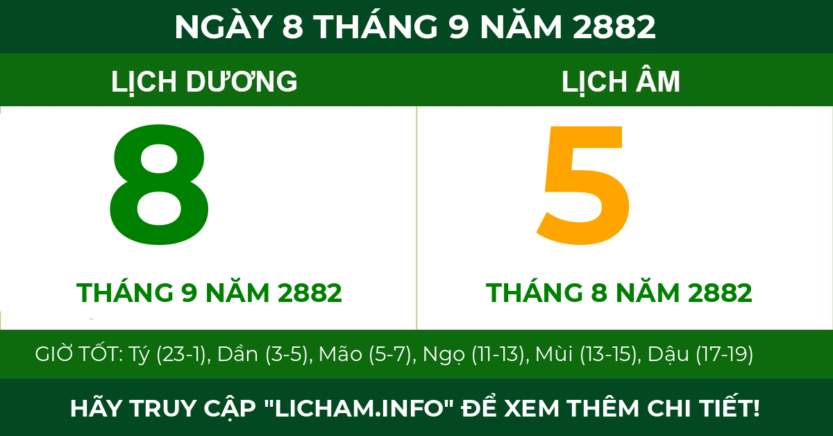 lịch âm ngày 8 tháng 9 năm 2882