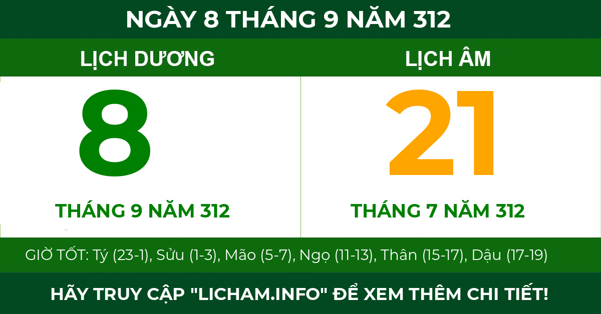 lịch âm ngày 8 tháng 9 năm 312