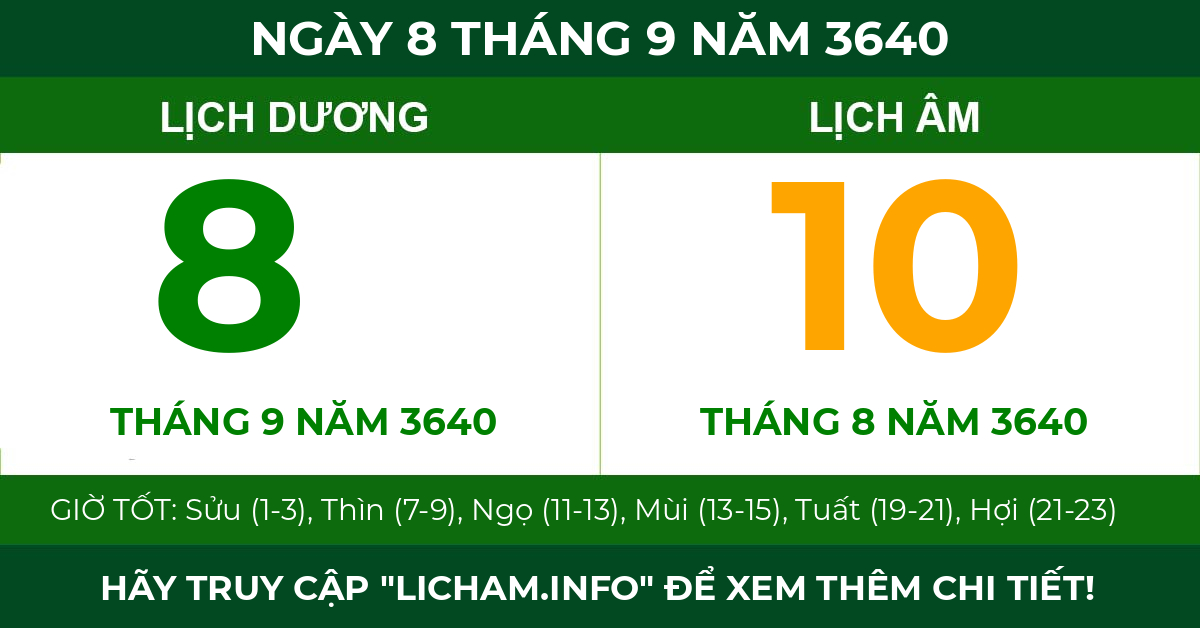 lịch âm ngày 8 tháng 9 năm 3640