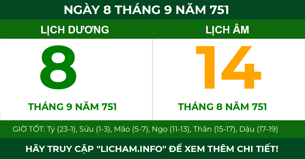 lịch âm ngày 8 tháng 9 năm 751
