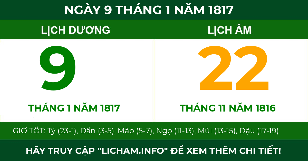 lịch âm ngày 9 tháng 1 năm 1817