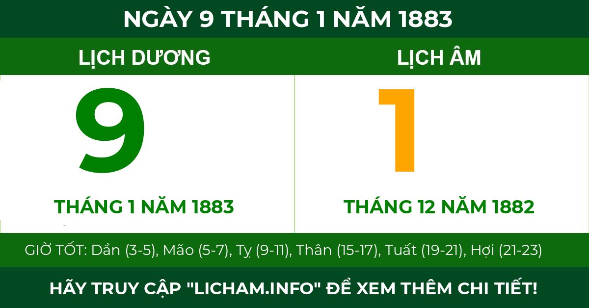 lịch âm ngày 9 tháng 1 năm 1883