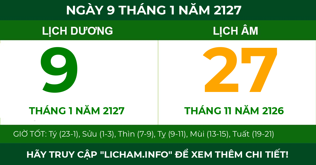 lịch âm ngày 9 tháng 1 năm 2127