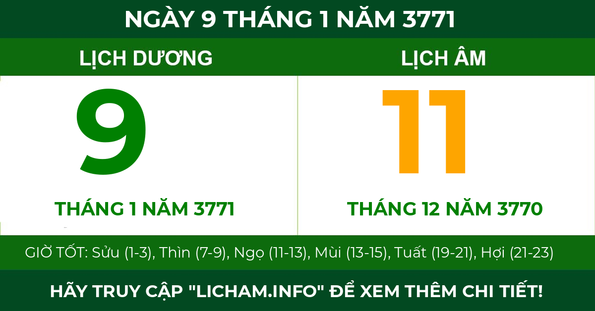 lịch âm ngày 9 tháng 1 năm 3771