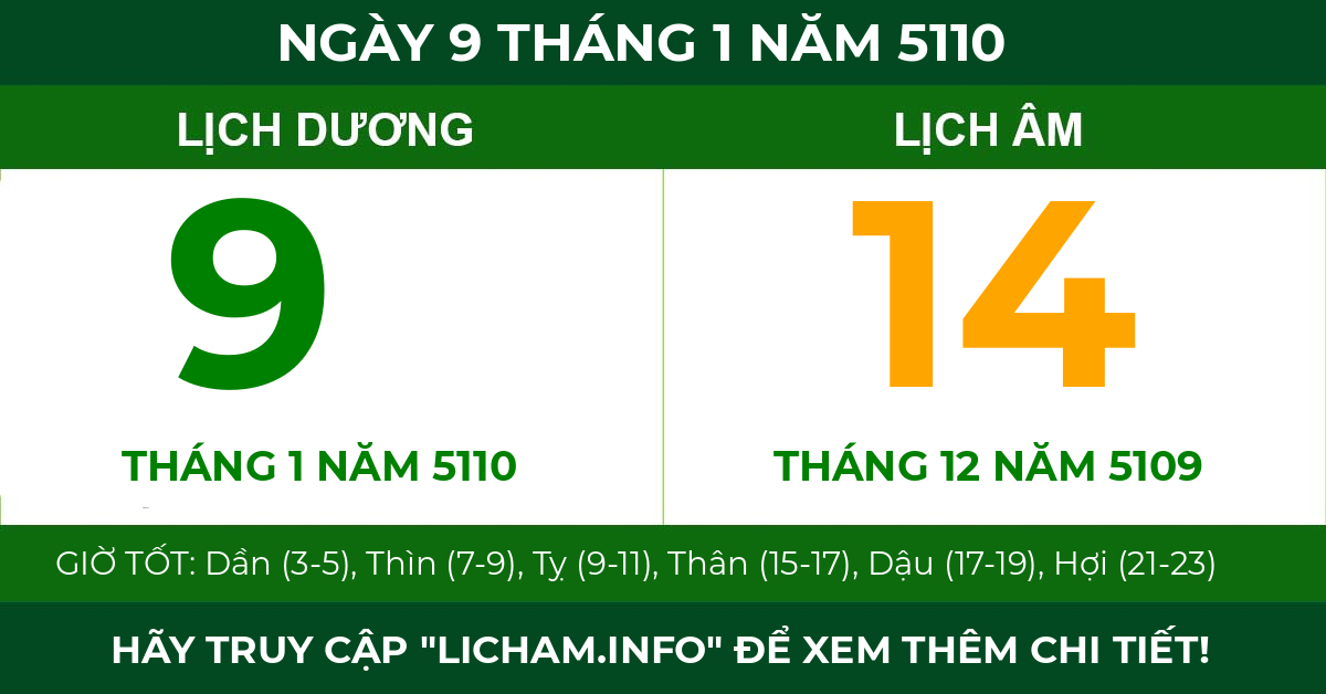 lịch âm ngày 9 tháng 1 năm 5110