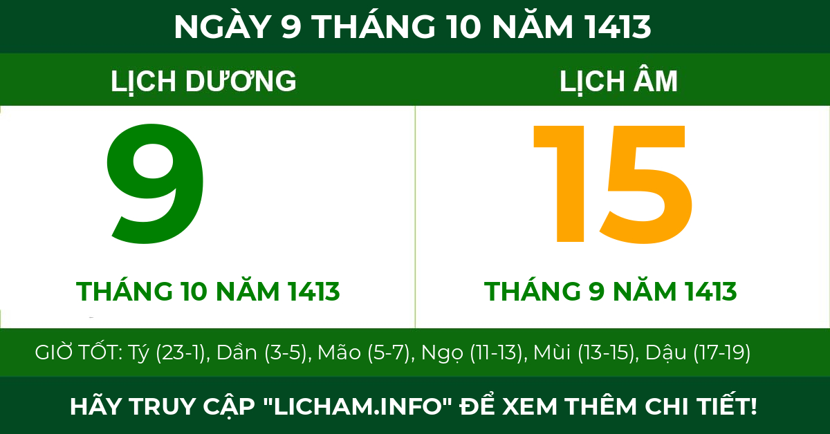 lịch âm ngày 9 tháng 10 năm 1413