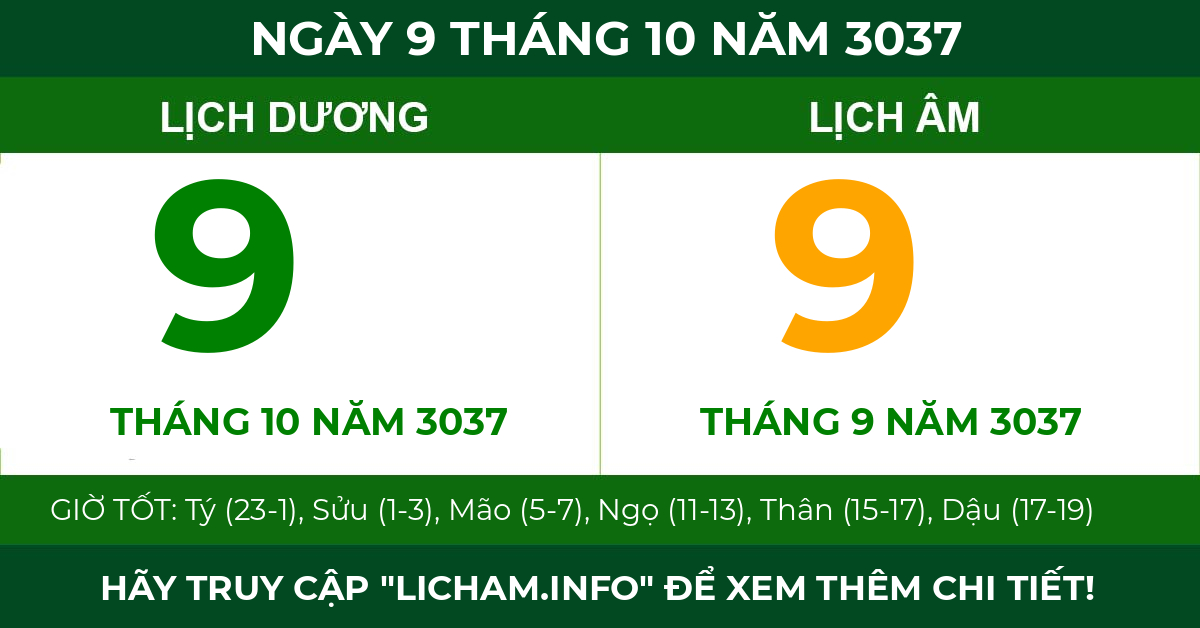 lịch âm ngày 9 tháng 10 năm 3037