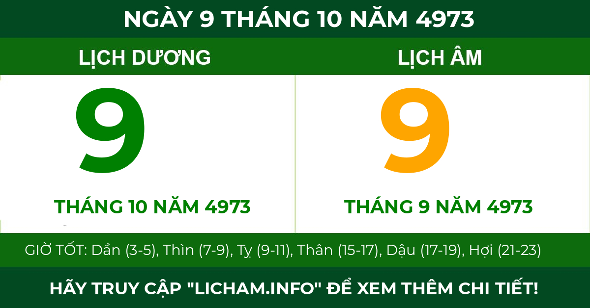 lịch âm ngày 9 tháng 10 năm 4973