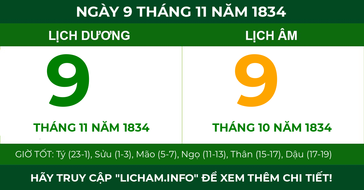 lịch âm ngày 9 tháng 11 năm 1834