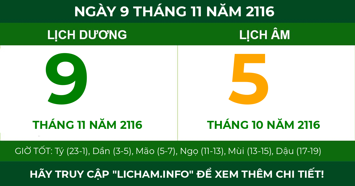 lịch âm ngày 9 tháng 11 năm 2116