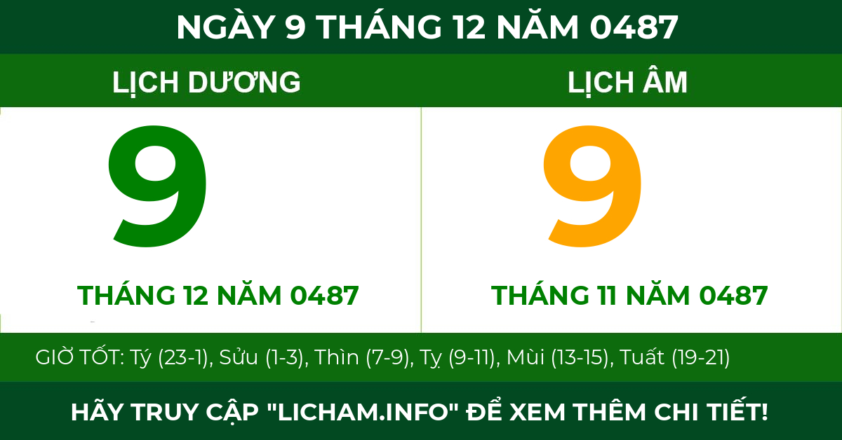 lịch âm ngày 9 tháng 12 năm 0487