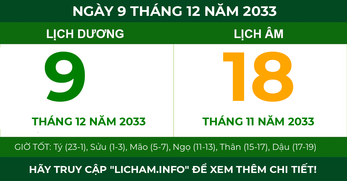 lịch âm ngày 9 tháng 12 năm 2033