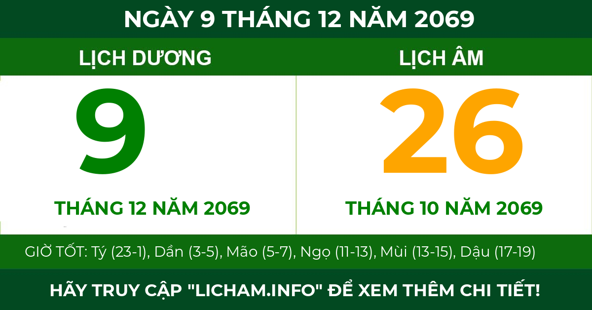 lịch âm ngày 9 tháng 12 năm 2069