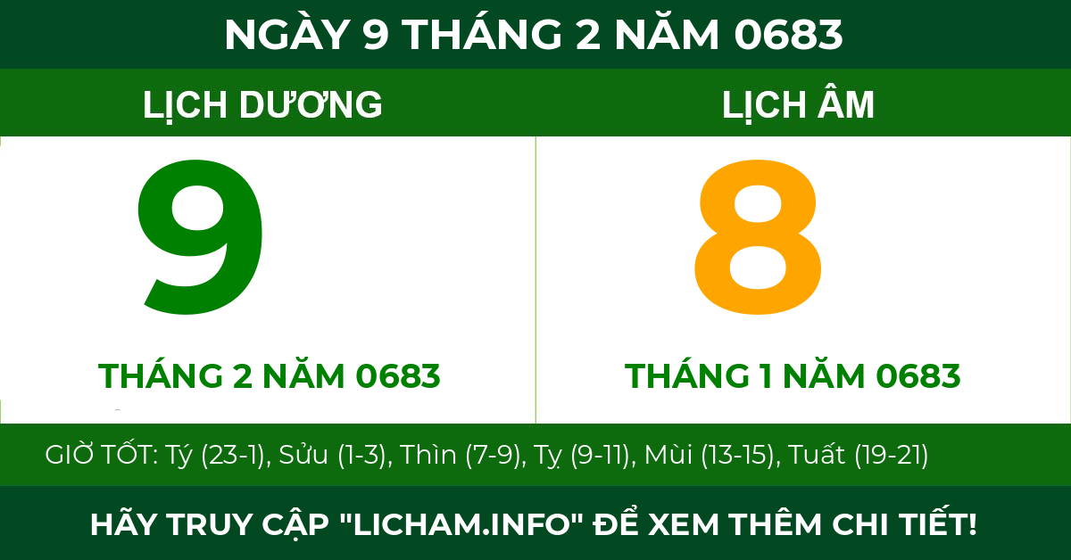 lịch âm ngày 9 tháng 2 năm 0683