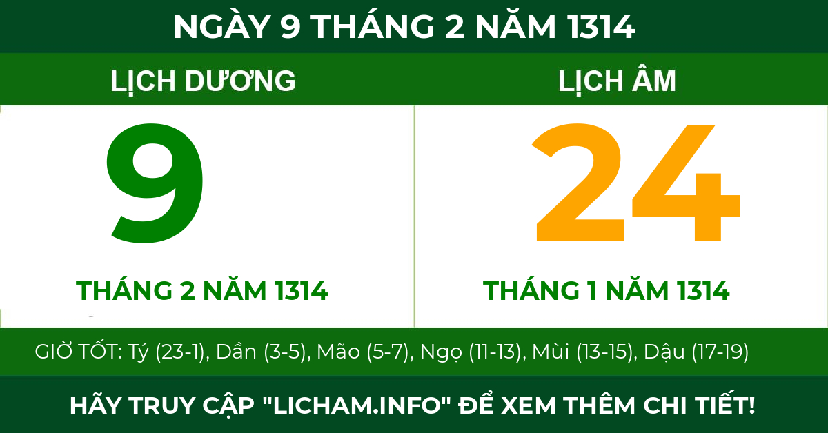 lịch âm ngày 9 tháng 2 năm 1314