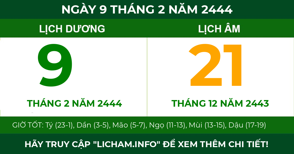 lịch âm ngày 9 tháng 2 năm 2444