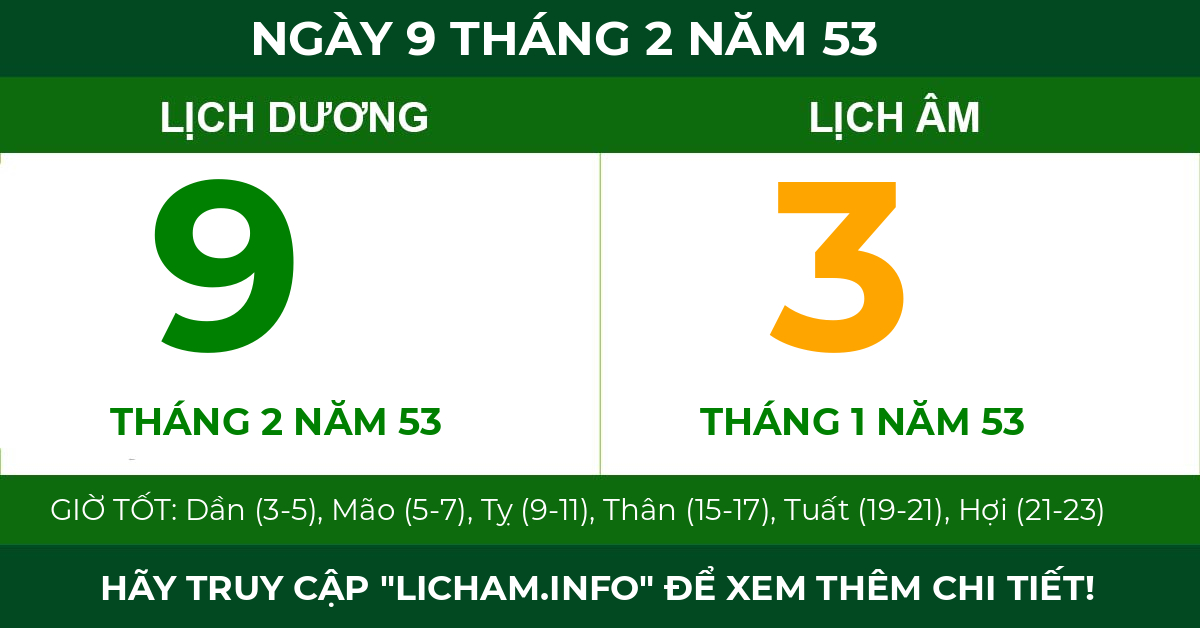 lịch âm ngày 9 tháng 2 năm 53