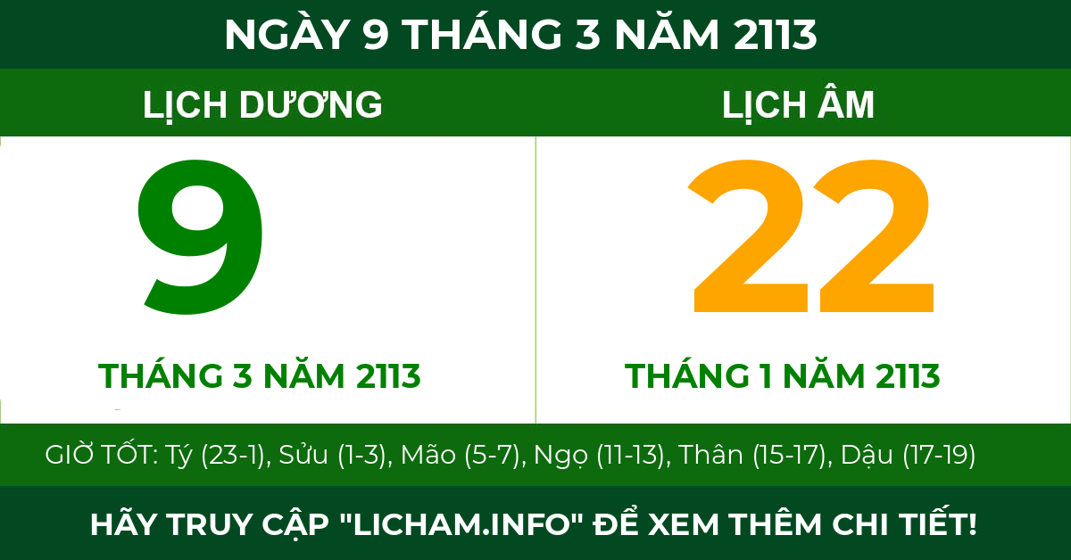 lịch âm ngày 9 tháng 3 năm 2113