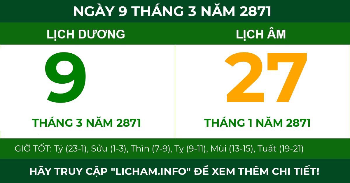 lịch âm ngày 9 tháng 3 năm 2871
