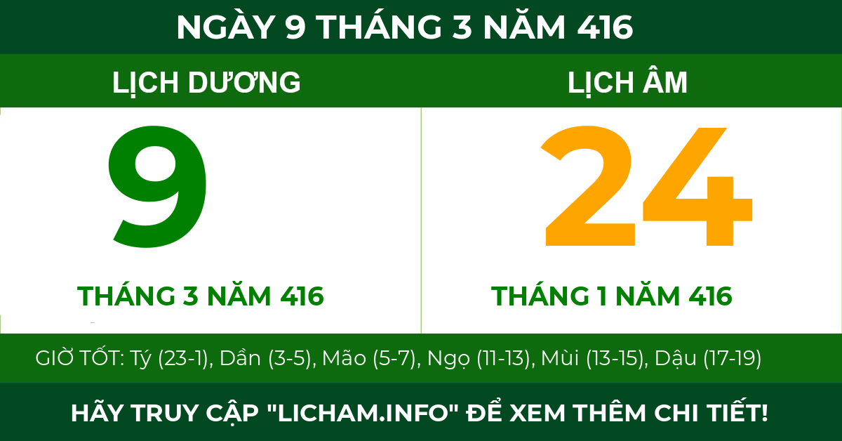 lịch âm ngày 9 tháng 3 năm 416