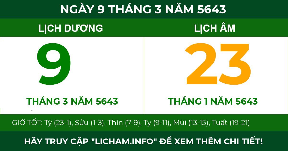 lịch âm ngày 9 tháng 3 năm 5643
