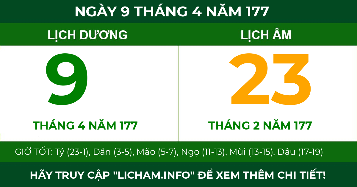 lịch âm ngày 9 tháng 4 năm 177