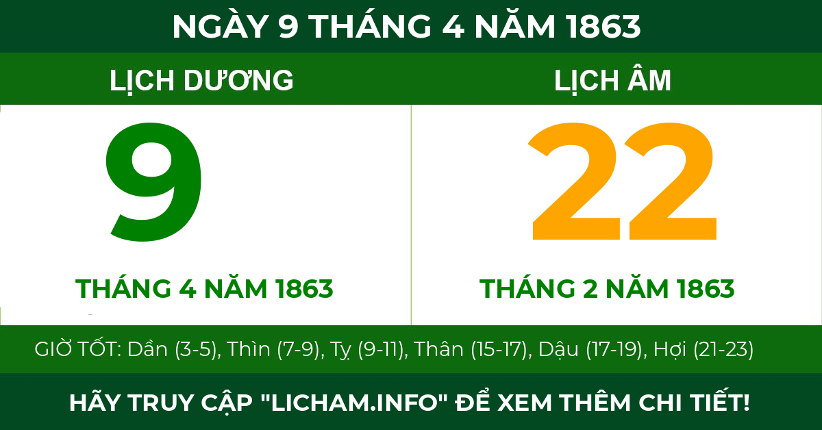 lịch âm ngày 9 tháng 4 năm 1863