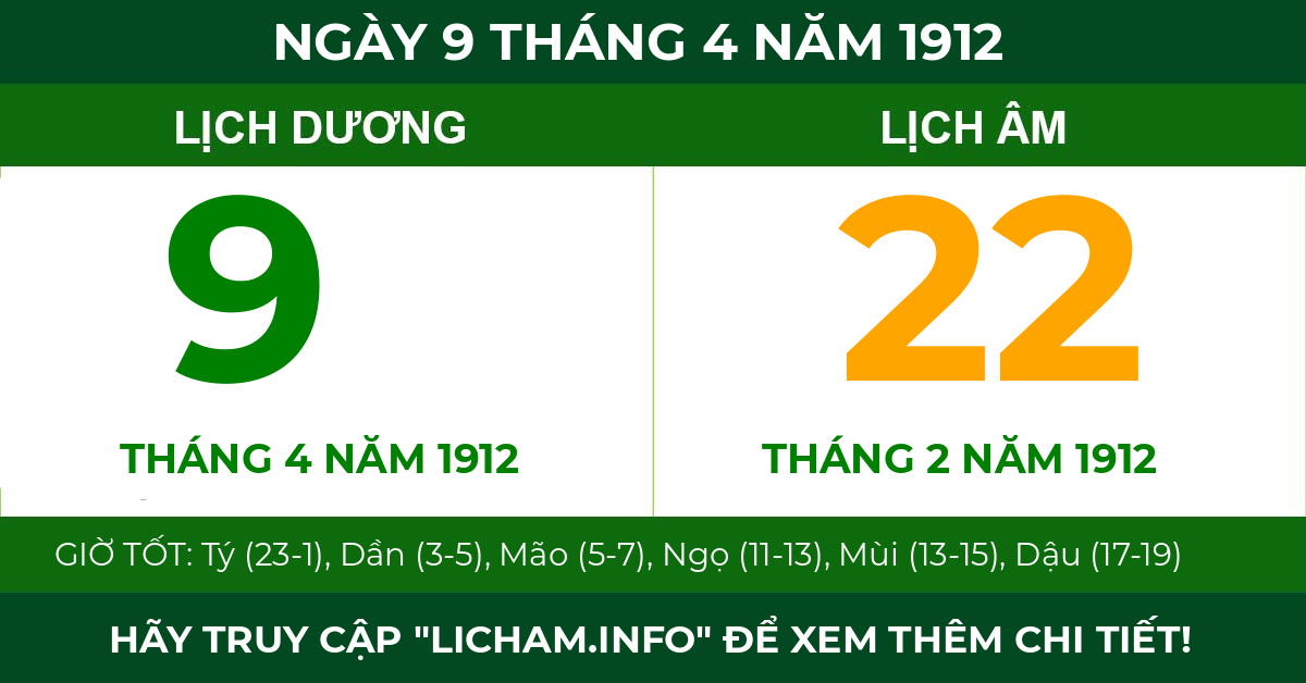 lịch âm ngày 9 tháng 4 năm 1912
