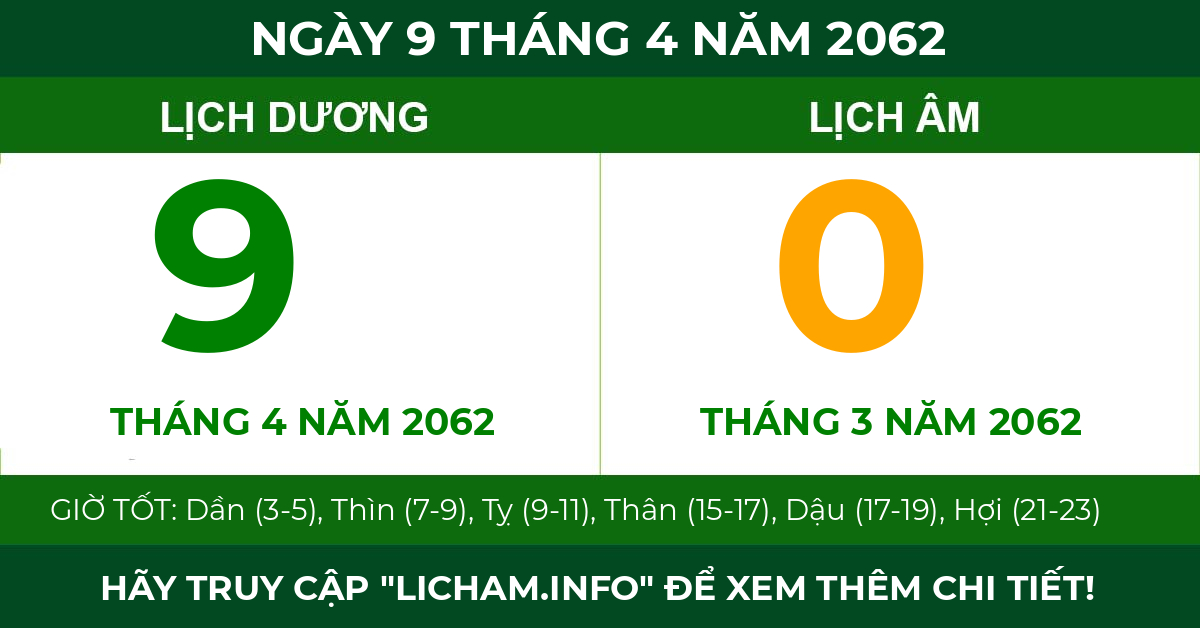lịch âm ngày 9 tháng 4 năm 2062