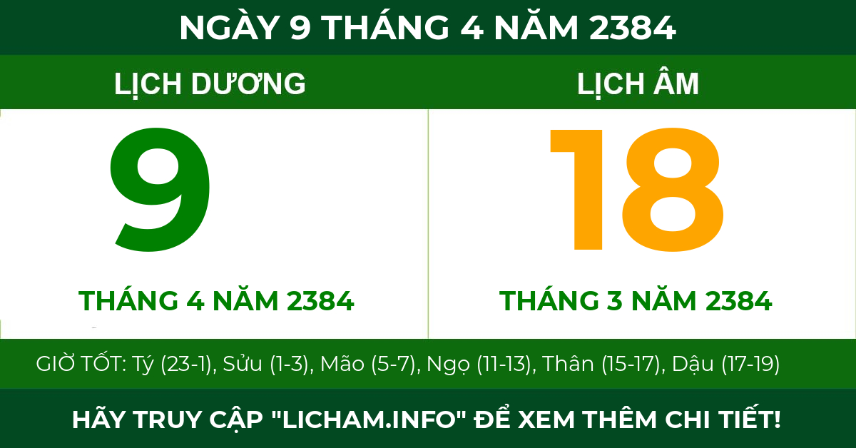 lịch âm ngày 9 tháng 4 năm 2384